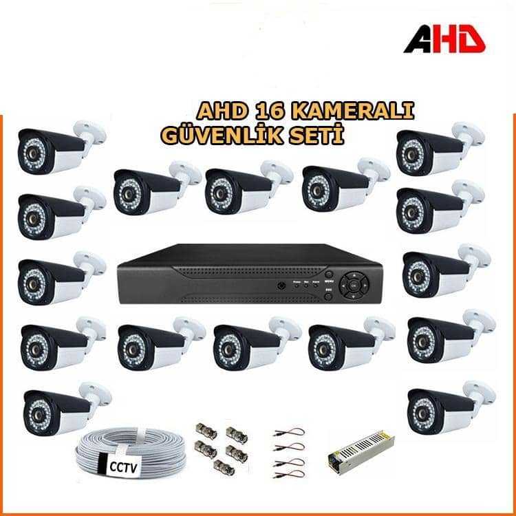 16'LI 2MP Ahd Güvenlik Kamerası Set(H265 Kayıt ile Uzun Süre Kayıt Yapabilme)
