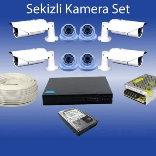 8'Lİ 2MP Ahd Güvenlik Kamerası Set(H265 Kayıt İle Uzun Süre Kayıt Yapabilme)