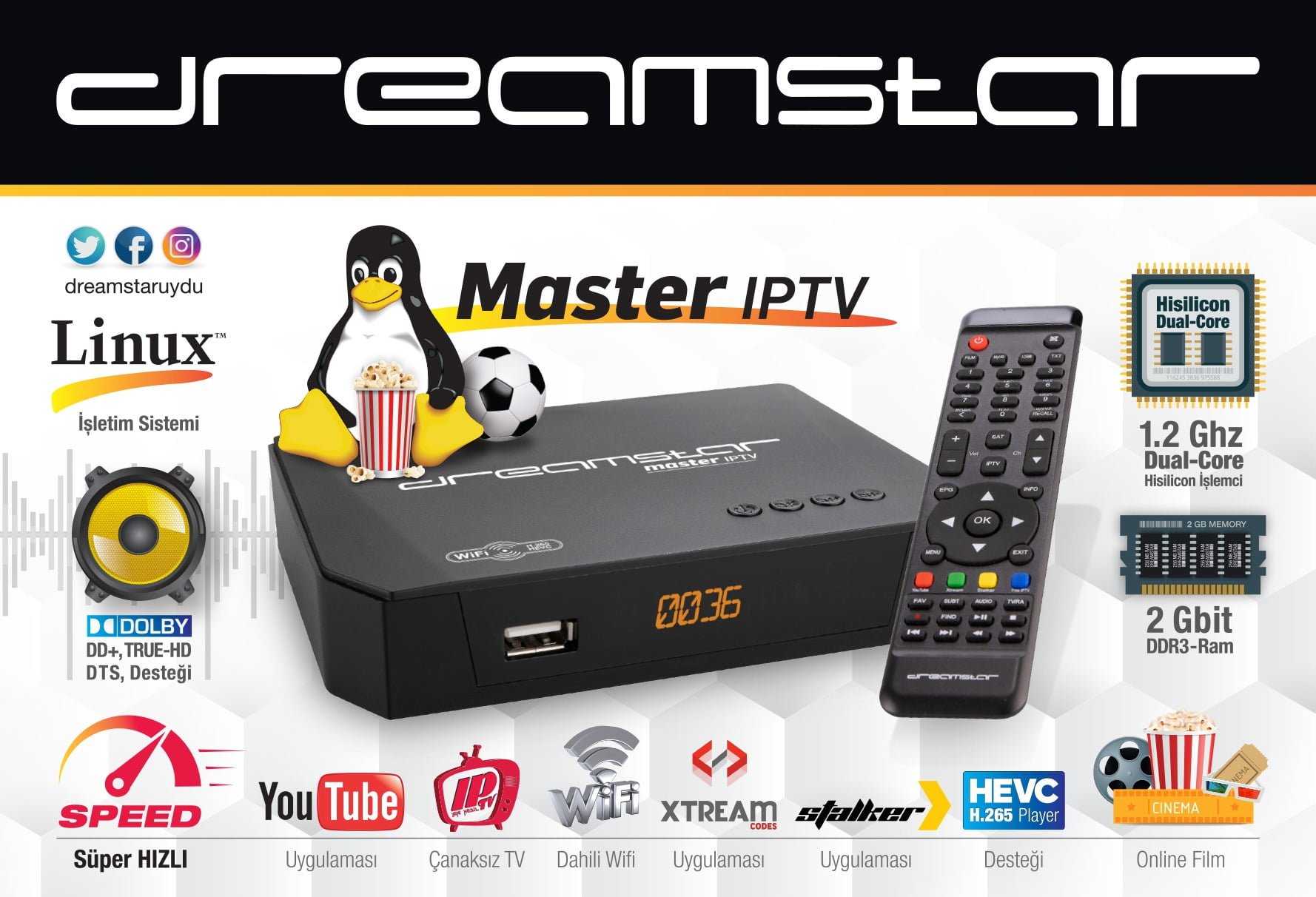 Dreamstar Master Ip Tv Dahili Wi-Fi Uydu Alıcı