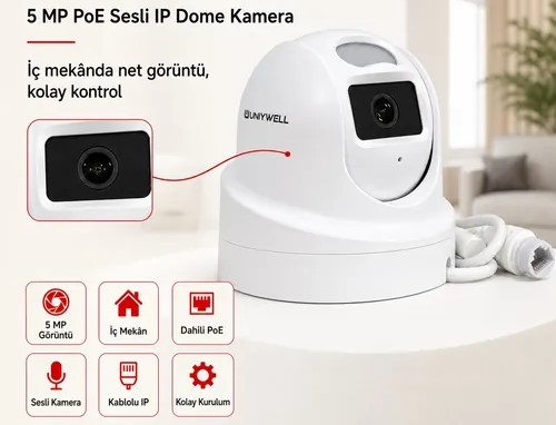 UNIYWELL 5 MP POE SESLİ IP DOME KAMERA
